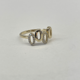 Sárga arany gyűrű különleges mintával, cirkónia kövekkel díszítve